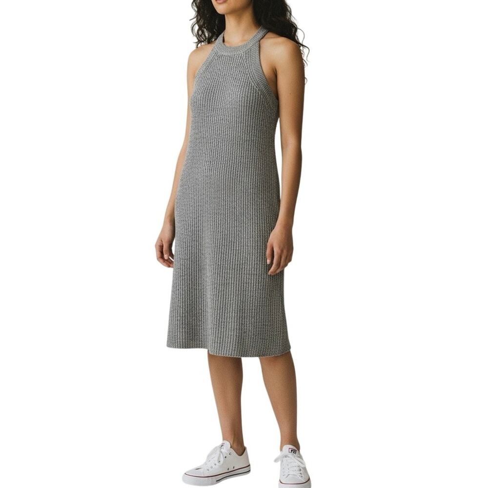 Womens Madewell Valley Grey Cotton High Collar Knit Sweater Dress Size Small